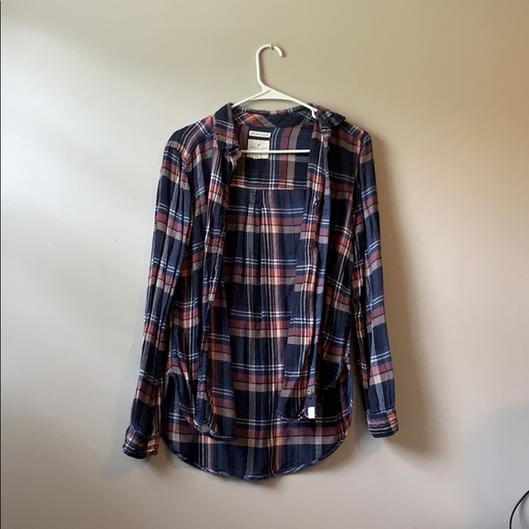 xs american eagle boyfriend fit flannel - Picture 2 of 2
